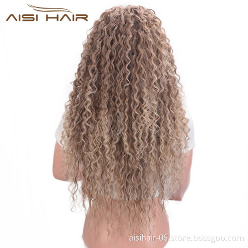 Aisi Hair 13x6 Long Wavy Brown Wig Afro Kinky Curly Lace Frontal Wig Deep Wave Fluffy Front Lace Hair Wigs For Black Women